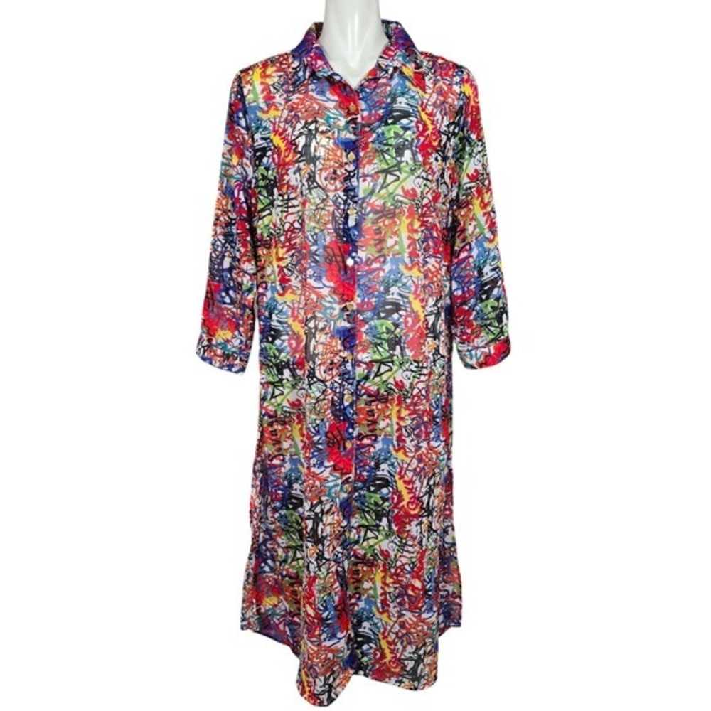 Speed Limit MPH Women's Longline Shirt Multi Color Semi Sheer Lightweight L